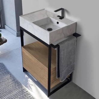 Console Bathroom Vanity Modern  Console Vanity, Marble Style Sink, 27